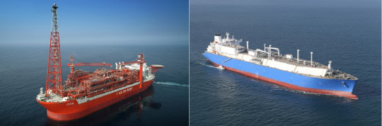 삼성중공업과 대우조선해양이 올해 상반기 흑자전환에 성공할 전망이다. 사진은 삼성중공업이 2019년에 수주해 지난 8월 출항한 루비 부유식 원유 생산·저장·하역설비(왼쪽)와 대우조선해양 건조한 이중연료추진 LNG운반선 모습. 각 사 제공